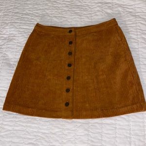 Forever 21 Tan Corduroy Button Up Skirt